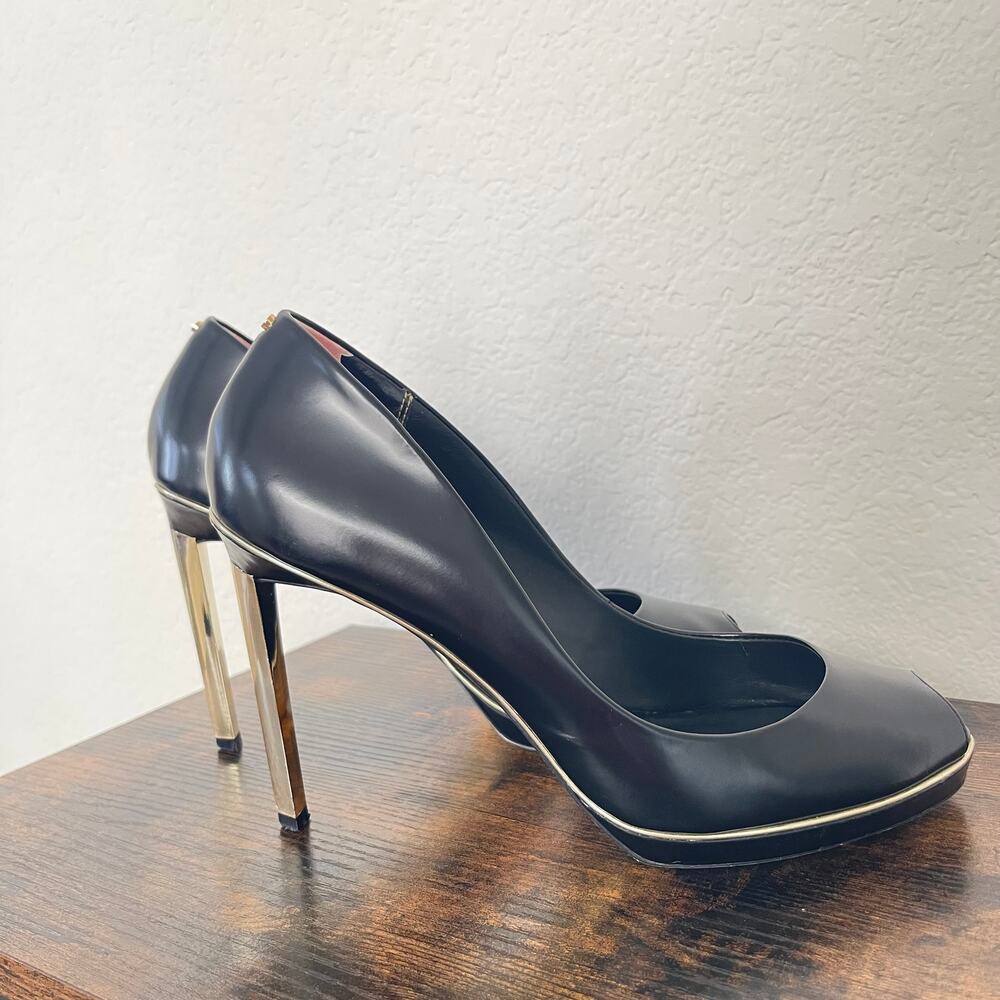Ted Baker London Black Patent Leather Peep Toe Platform Pumps Size 9.5
